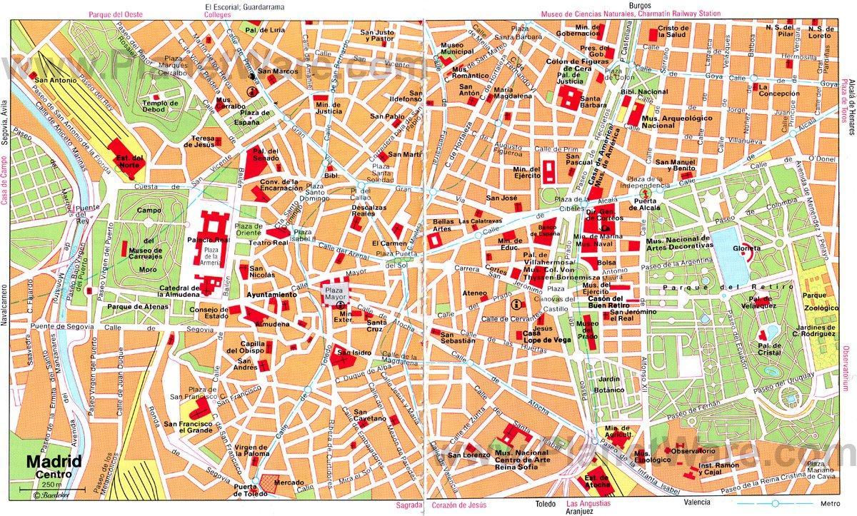 mapa ng burgundy kalye sa Madrid Spain