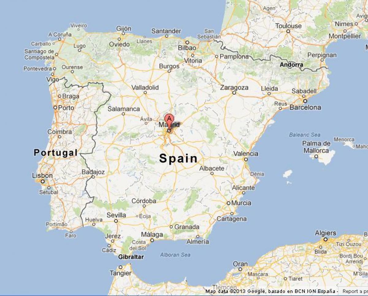 mapa ng Espanya ng pagpapakita ng Madrid