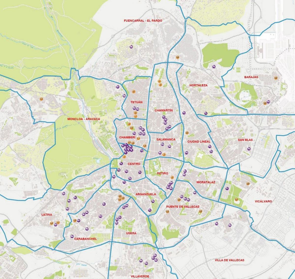 mapa ng Madrid barrios