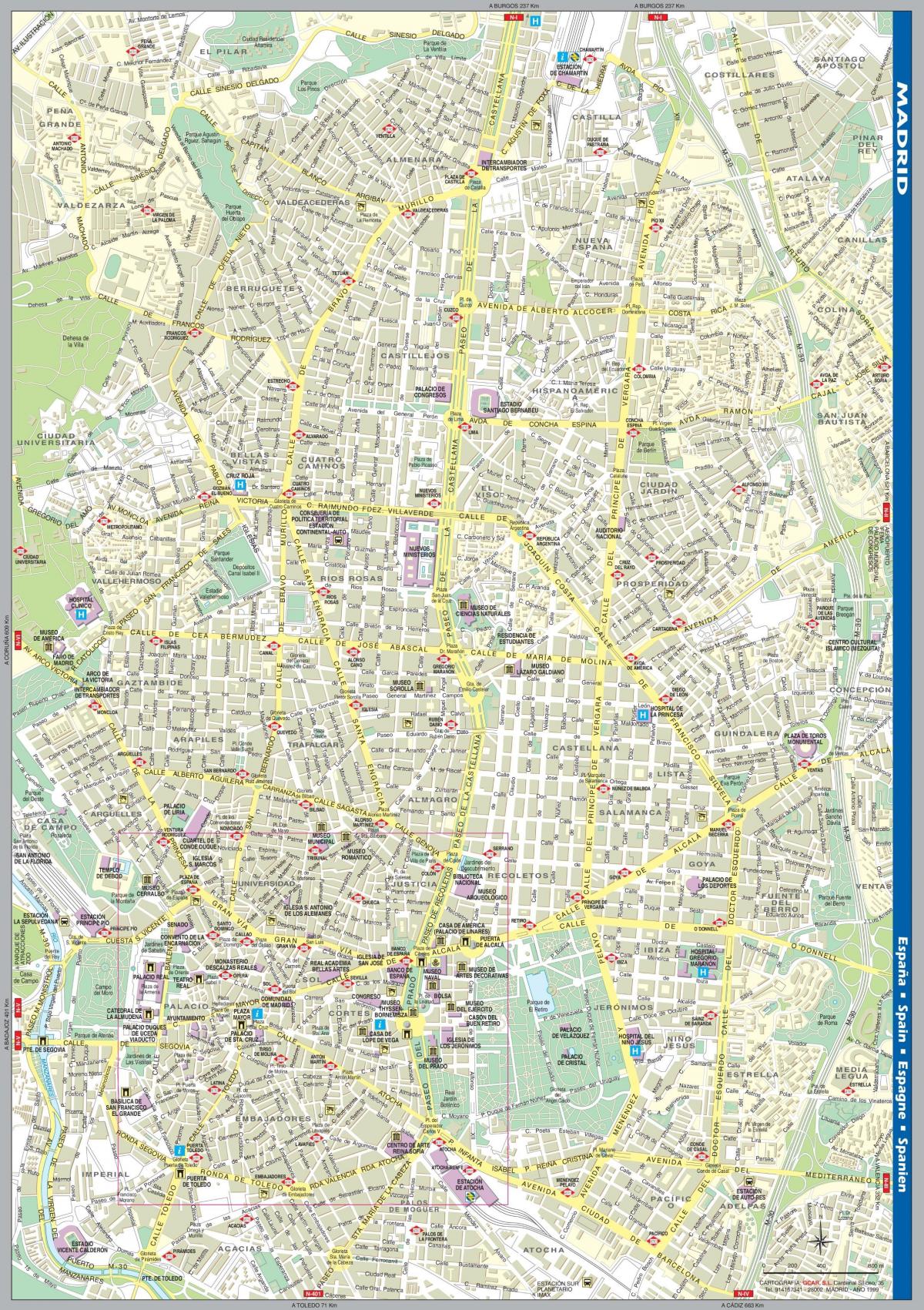 mapa ng kalye ng Madrid city centre