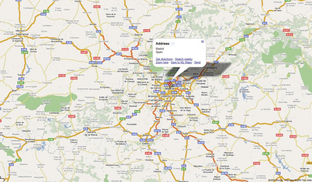 mapa ng lungsod ng Madrid sa Espanya