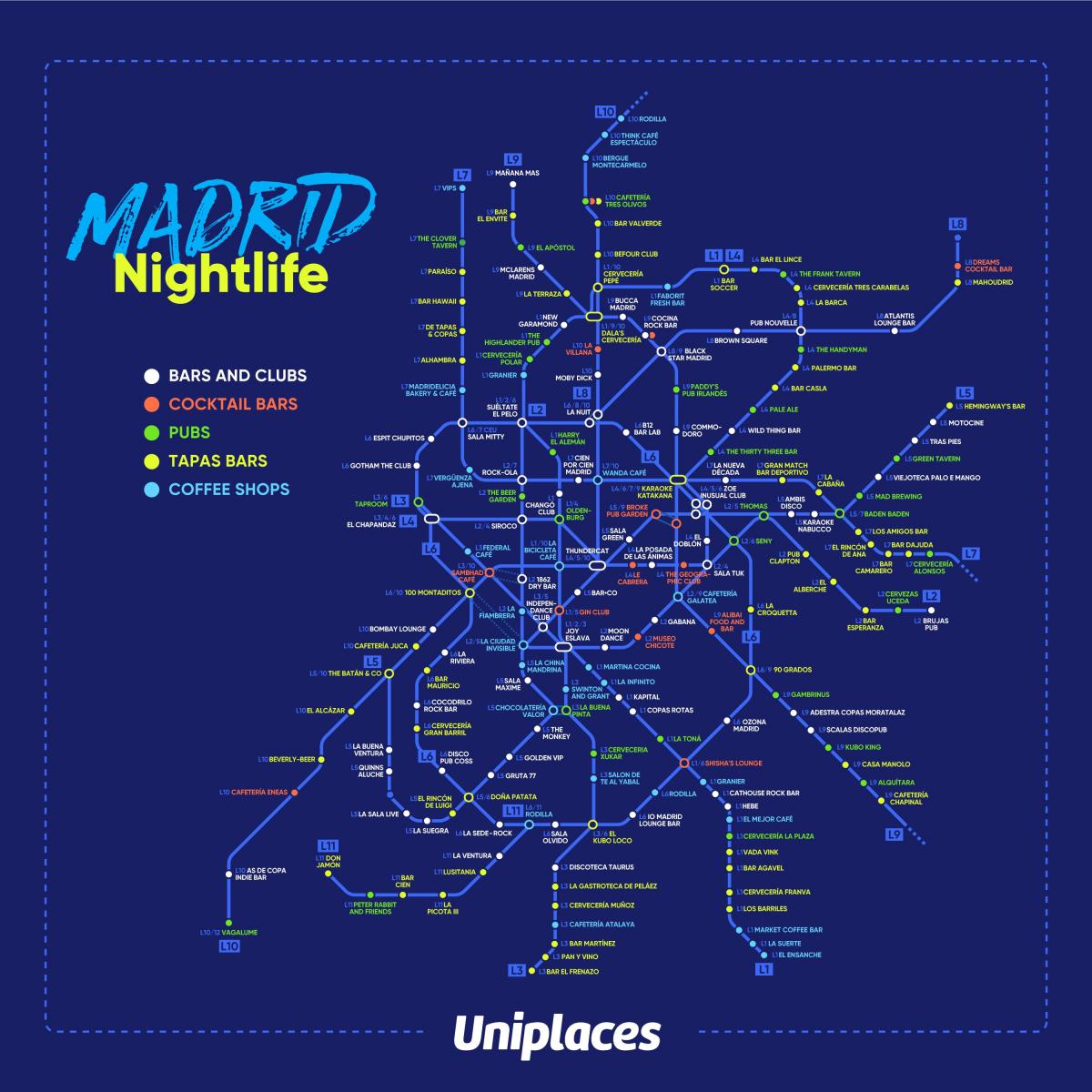 mapa ng Madrid nightlife